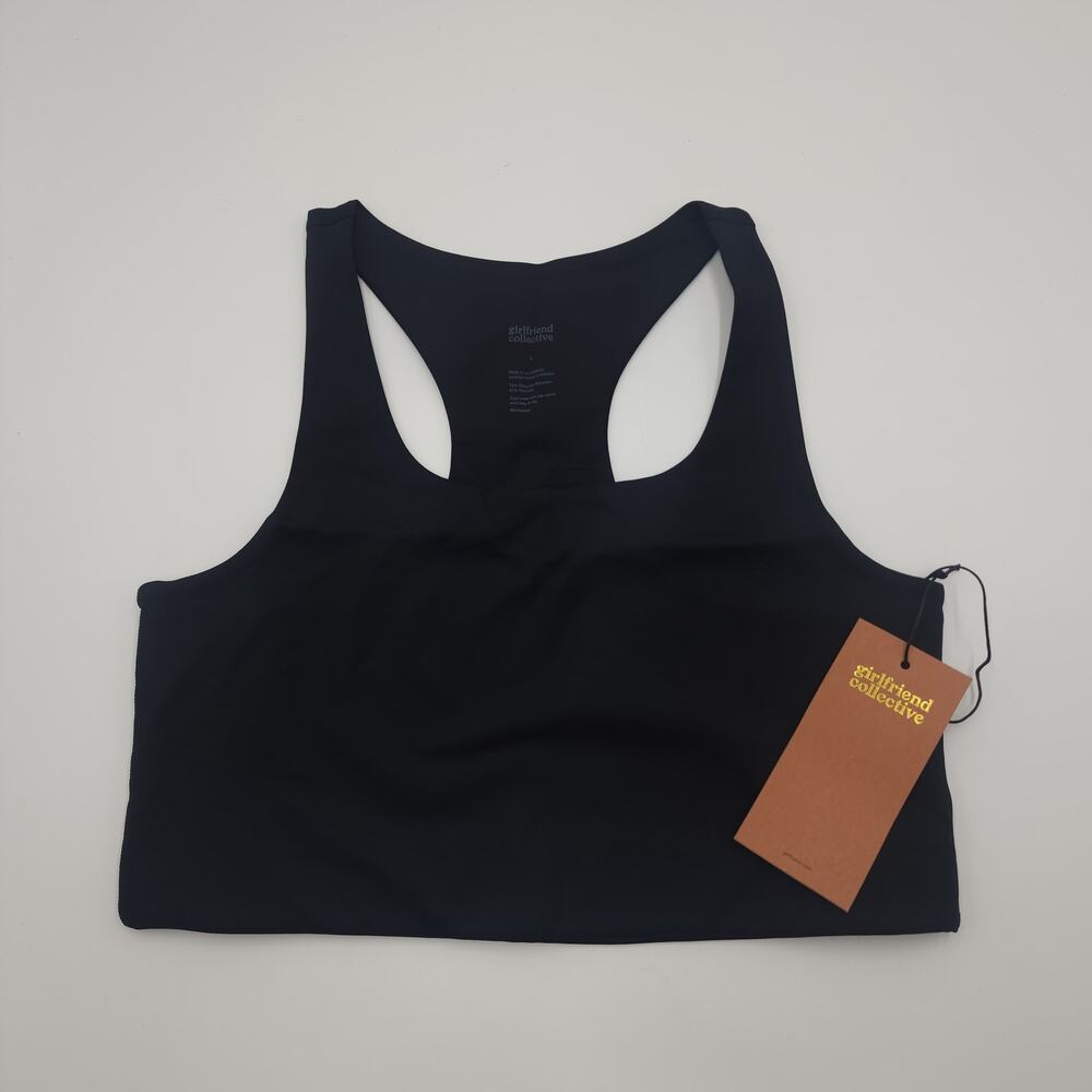 Girlfriend Collective Paloma Racerback Bra in Black Size L